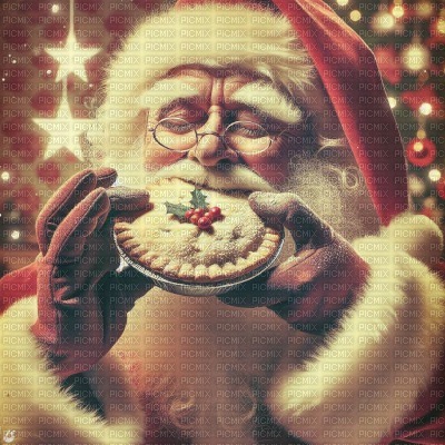 Santa eating a Mince Pie - ingyenes png