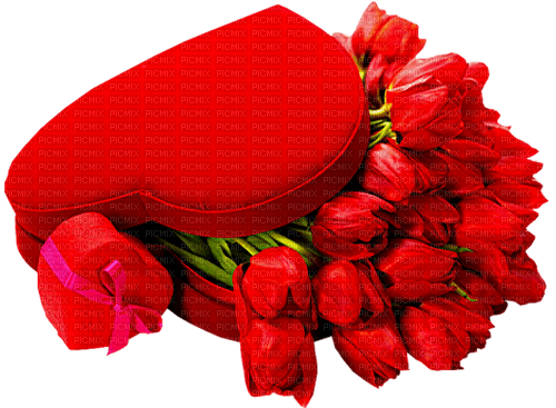 Heart.Boxes.Tulips.Red - ilmainen png