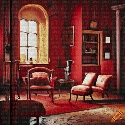 Red Vintage Living Room - gratis png