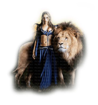 woman with lion bp - png gratis