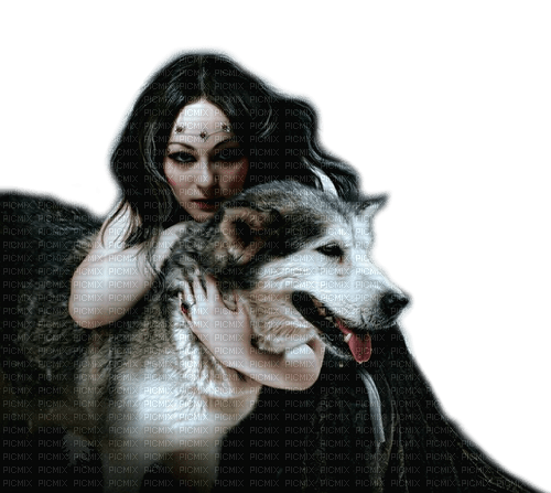fantasy woman with wolf  by nataliplus - ücretsiz png