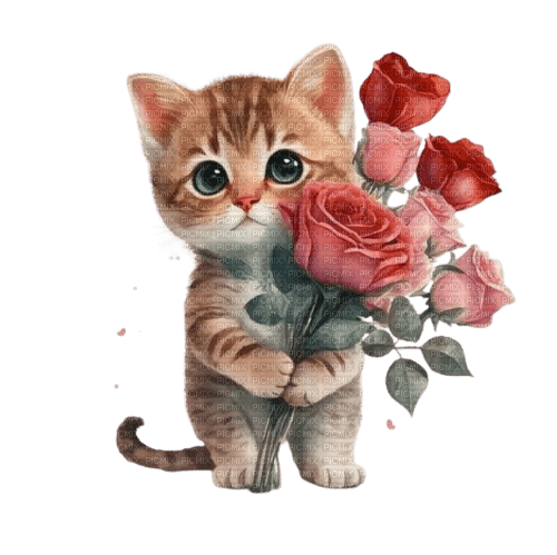 chats fleurs - zdarma png