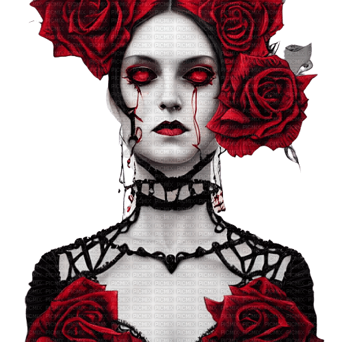 kikkapink gothic woman red black white - nemokama png