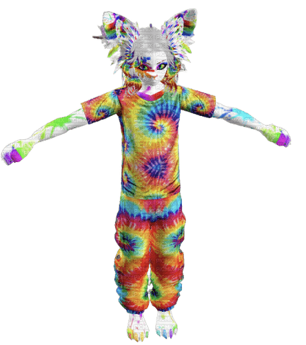Rainbow tie dye T pose catboy - PNG gratuit