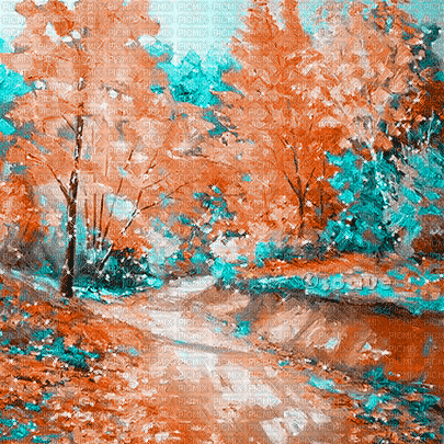 soave background animated autumn forest painting - GIF animé gratuit
