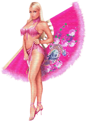 Kaz_Creations Woman Femme Pink Fan - PNG gratuit