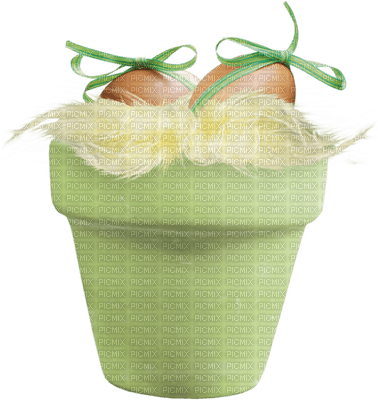 pot topf easter Pâques Paques ostern egg eggs oeufs oeuf tube deco green - ücretsiz png
