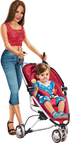 Mother with a child in a pram. Woman. Leila - kostenlos png