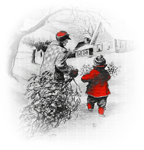 soave children mother winter tree christmas house - ücretsiz png