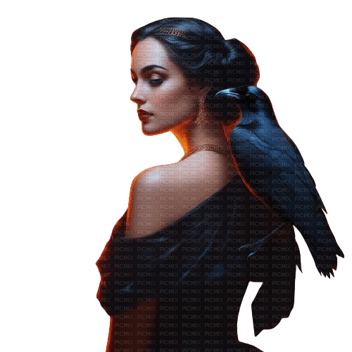 Femme avec un corbeau - darmowe png