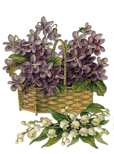 Korb, Veilchen, Maiglöckchen, Blumen, Vintage - Bezmaksas animēts GIF