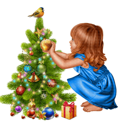 Christmas. Girl. Christmas tree. Leila - ingyenes png