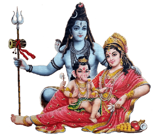 Mahadev Parvati Ganesh - Free PNG