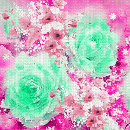 BG / spring.flowers.green.pink.2.idca - GIF animado gratis