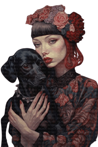 loly33 femme chien - 免费PNG