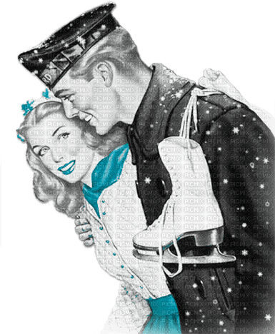 soave couple vintage  skating ice winter - png gratuito