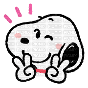 snoopy peace sign line sticker - png ฟรี