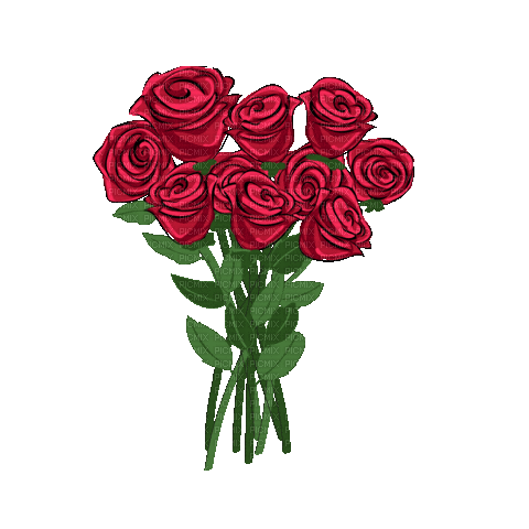 Red roses.Bouquet.Fleurs.Victoriabea - Gratis animeret GIF