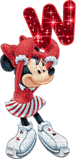 image encre animé effet lettre W Minnie Disney effet rose briller edited by me - GIF animé gratuit