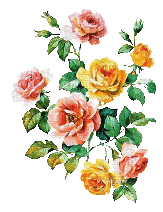 soave deco flowers animated rose vintage branch - Бесплатный анимированный гифка