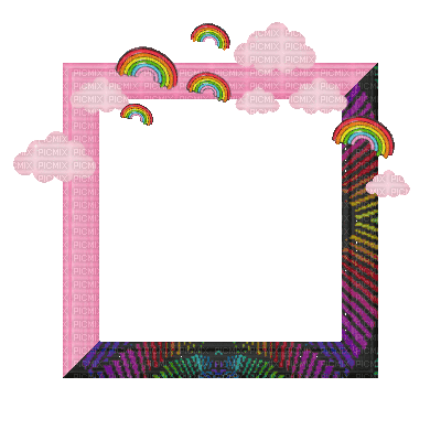 Small Pink/Rainbow Frame - GIF animé gratuit