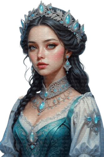 fantasy woman teal crown - zdarma png