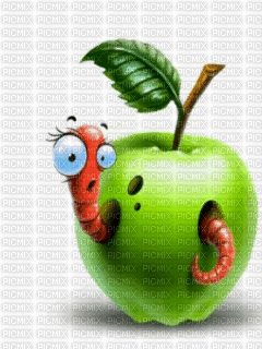 un ver dans la pomme - Безплатен анимиран GIF