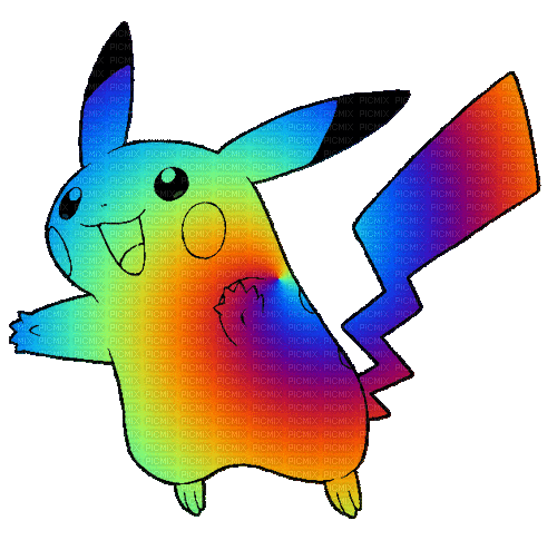 rainbow pikachu - GIF animé gratuit