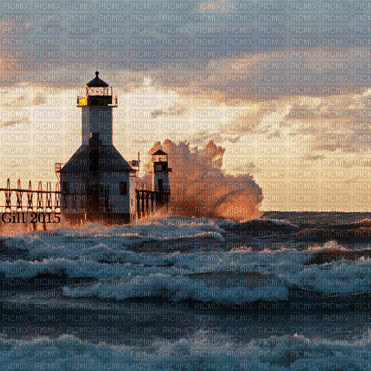 Rena Lighthouse Storm Sturm Abend - Gratis animerad GIF