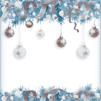 soave frame christmas branch ball green blue brown - Free PNG
