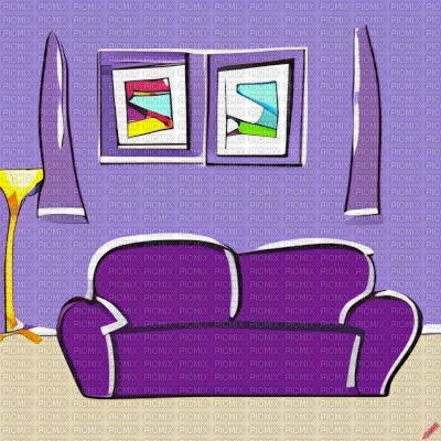 Purple Cartoon Living Room - png ฟรี