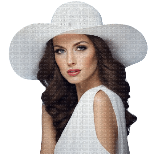 Femme avec un chapeau blanc - gratis png
