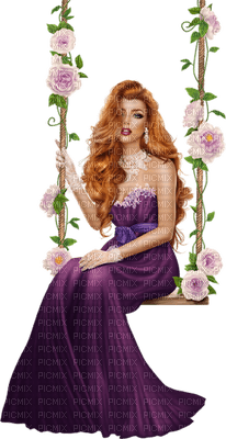 Kaz_Creations Woman Femme On Swing - png gratuito