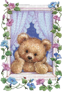 Blinking Bear in the Window - Бесплатни анимирани ГИФ