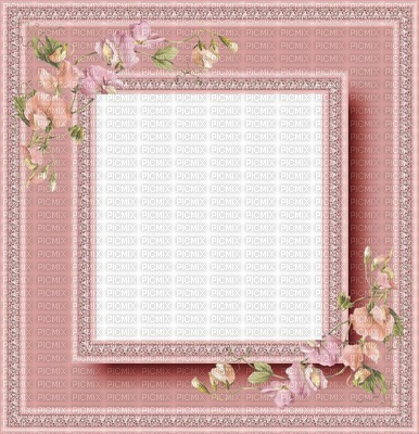 beautiful pink frame with flowers - besplatni png