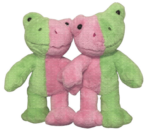 pink and green combined build a bear frogs - png gratuito