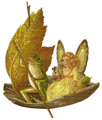 kikkapink vintage girl fantasy frog - PNG gratuit