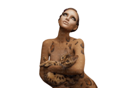woman with leopard bp - png ฟรี