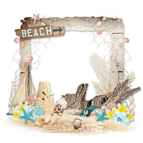 Beach.Cluster.Frame.Brown.Blue.Yellow.White - ilmainen png
