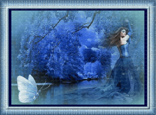 Paysage bleu, femme bleue - nemokama png