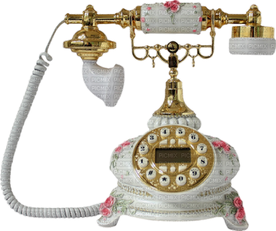 Téléphone Blanc Doré Rose Vintage:) - gratis png