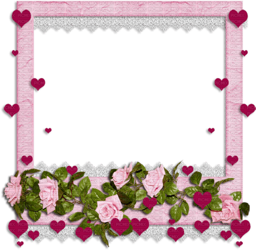 pink frame with pink roses - PNG gratuit