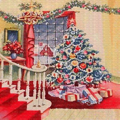 soave background animated room vintage christmas - Zdarma animovaný GIF