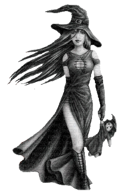 Kaz_Creations Gothic Witch Halloween Woman Femme - Zdarma animovaný GIF
