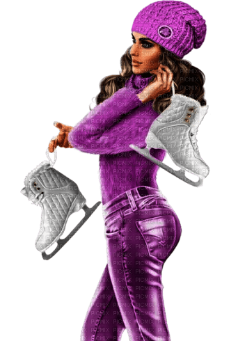 kvinna -skridskor-lila--woman with skates-purple - besplatni png