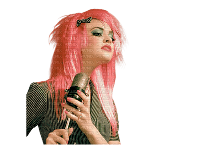 woman pink hair bp - PNG gratuit
