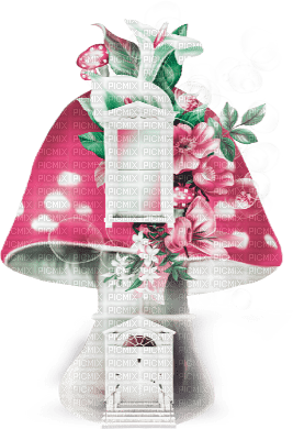 soave deco mushrooms house fantasy flowers - PNG gratuit