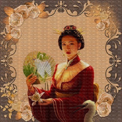 image encre couleur texture effet femme geisha edited by me - PNG gratuit