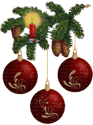 branch ball balls red candle  weihnachten kugeln  deco christmas  noel  gif anime animated animation tube - Nemokamas animacinis gif
