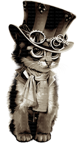 Steampunk Kitten brown - zdarma png